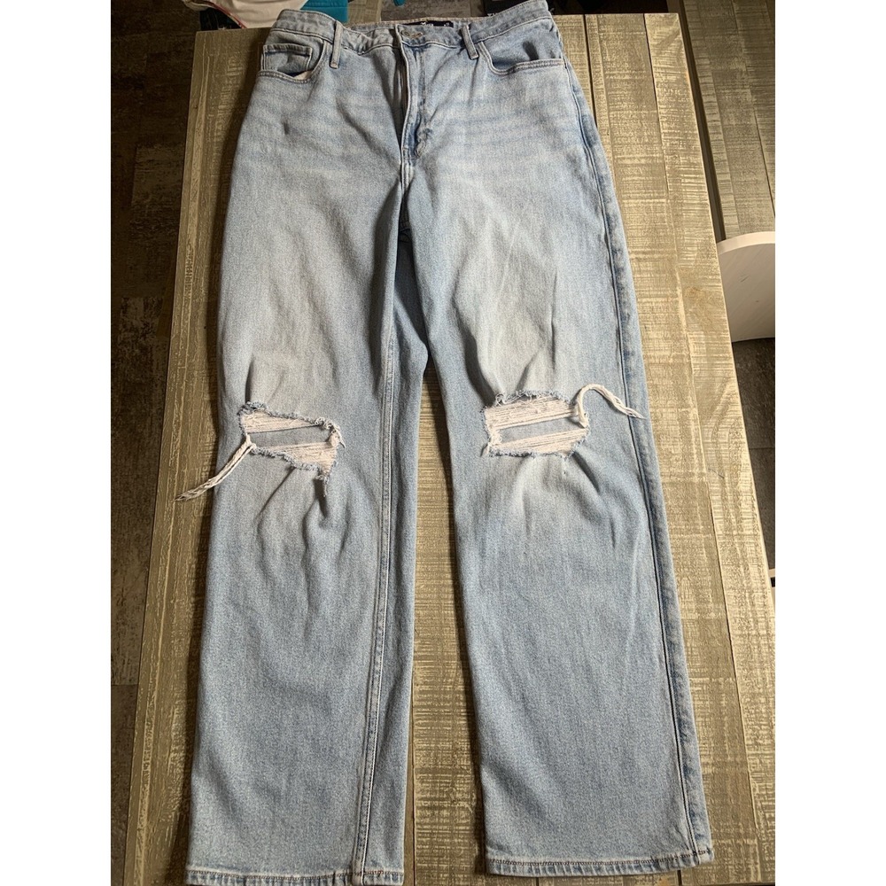 Hollister Jeans Womens 13 Ultra High Rise Dad Jean Light Wash Distressed 31x31